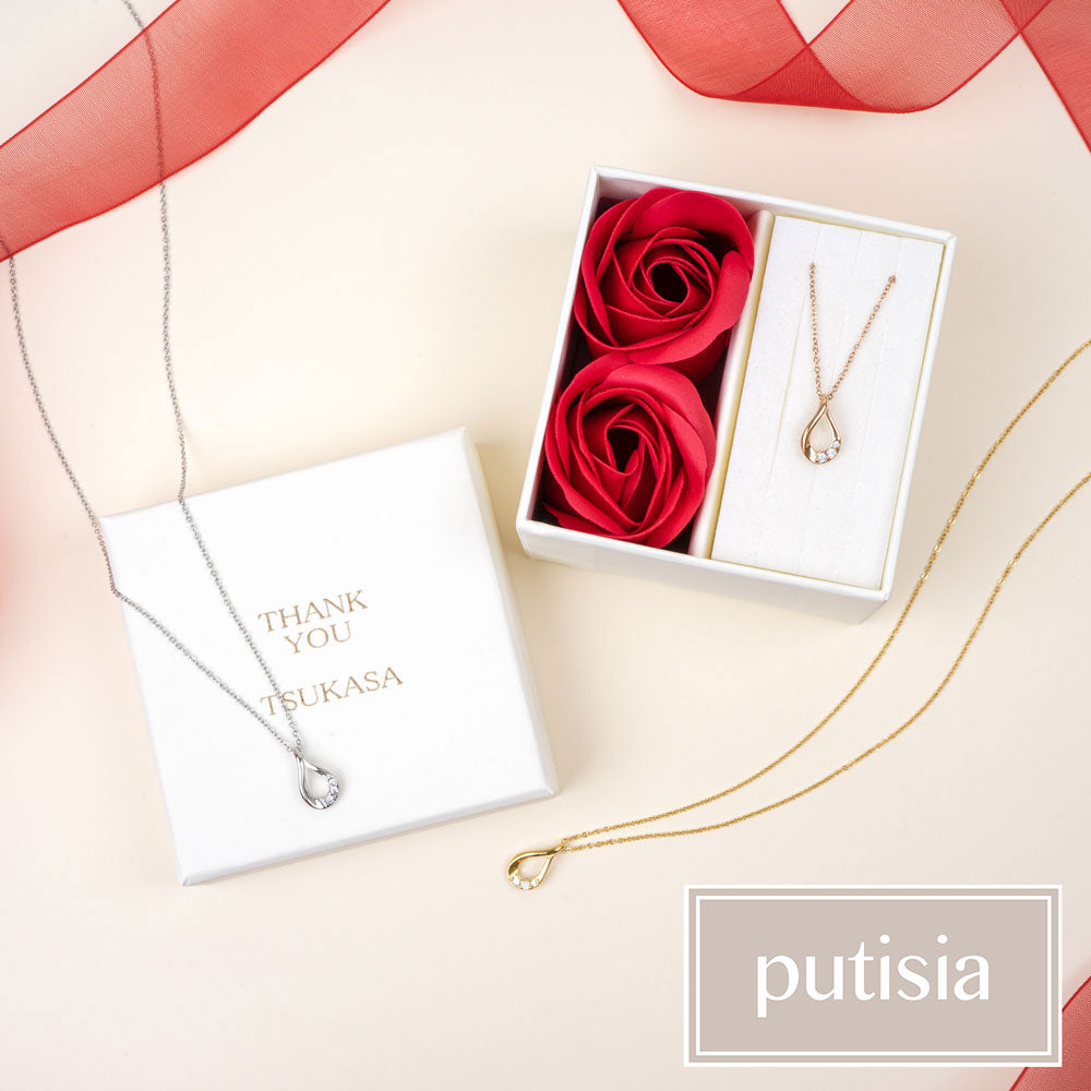 [送料無料] putisia ドロップ ネックレス キュービックジルコニア PUPE001