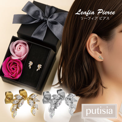 [送料無料] putisia キュービックジルコニア リーフィア ピアス PUPS138